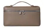 Loro Piana ExtraPocket Grain Calfskin Makeup Bag Small Square Bag One Shoulder Handbag Women's Elephant Gray