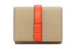 LOEWE Grain Calfskin Wallet Women's Clay Green & Bright Orange
