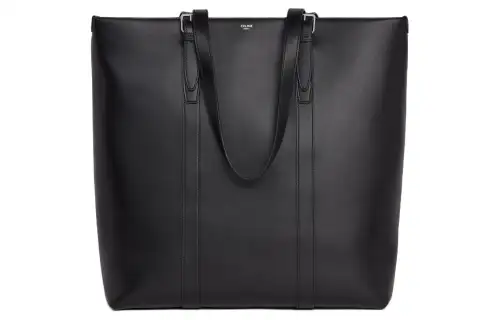 CELINE Cabas Adjustable Strap Calfskin Tote Bag, Shopping Bag, Handbag Men's Black