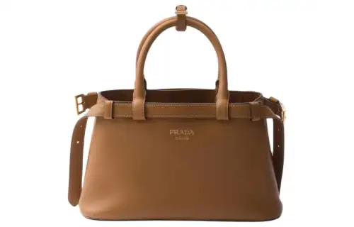 PRADA Leather Shoulder Bag, Crossbody Bag, Handbag Small Women's Caramel