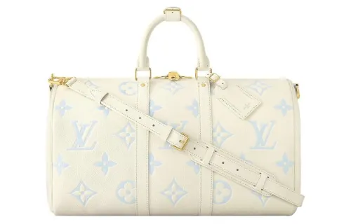 LOUIS VUITTON Keepall Leather Shoulder Bag, Crossbody Bag, Handbag, Travel Bag Men's Beige