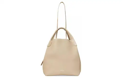 Loro Piana Litchi Grain Leather Shoulder Bag, Crossbody Bag, Handbag Women's Beige