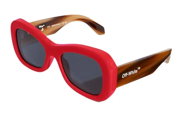 OFF WHITE Acetate Irregular Shape Sunglasses Men's Red