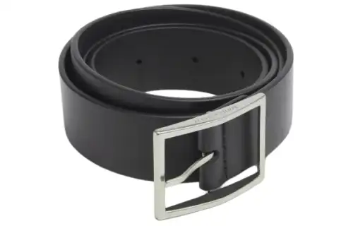 Bottega Veneta Solid Color Pin Buckle Design Leather Belts Men's Black Width 3CM