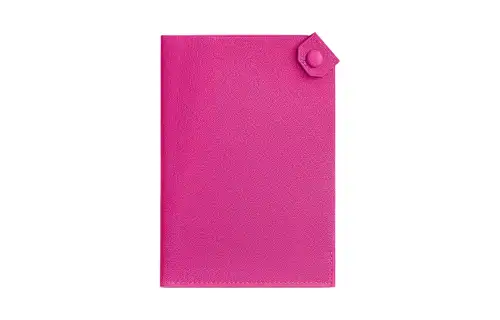 HERMES Tarmac Chamkila Goat Skin Passport Holder Small Women's 5R Rose Shocking Vibrant Pink