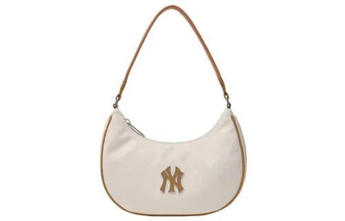 MLB Polyester With Cotton Shoulder Bag, Handbag, Shoulder Bag Regular Unisex Beige & Brown