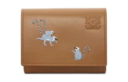 LOEWE Suna Fujita Collaboration Satin Calfskin Wallet Women's Oak