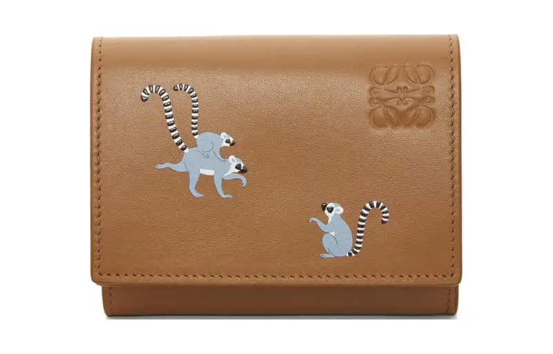LOEWE Suna Fujita Collaboration Satin Calfskin Wallet Women's Oak