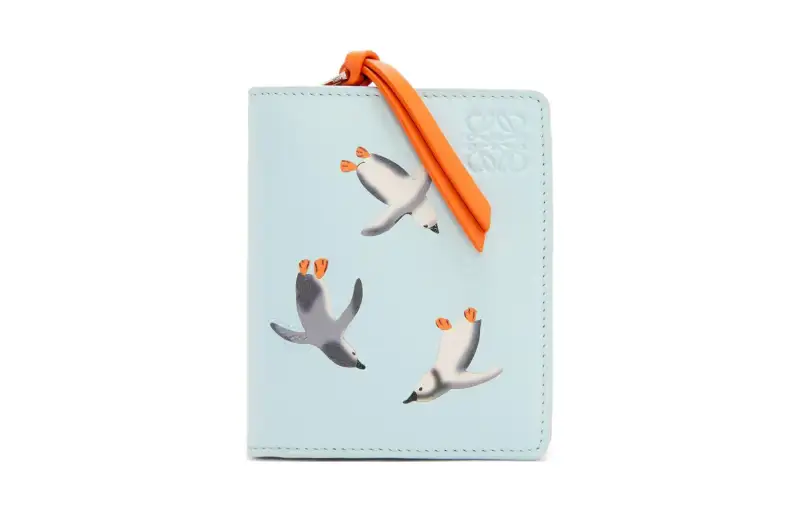 LOEWE Suna Fujita Collaboration Satin Calfskin Wallet Small Women's Blue Iceberg
