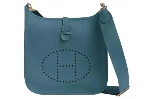 HERMES Evelyne Clemence Bullock Leather Crossbody Bag, Shoulder Bag 29 Women's D2 NEW BLEU JEAN New Denim Blue