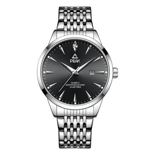 Classic trend waterproof universal men's watch for leisure, quartz watch strap stainless steel, black dial for students, simple and elegant design, quartz mechanism