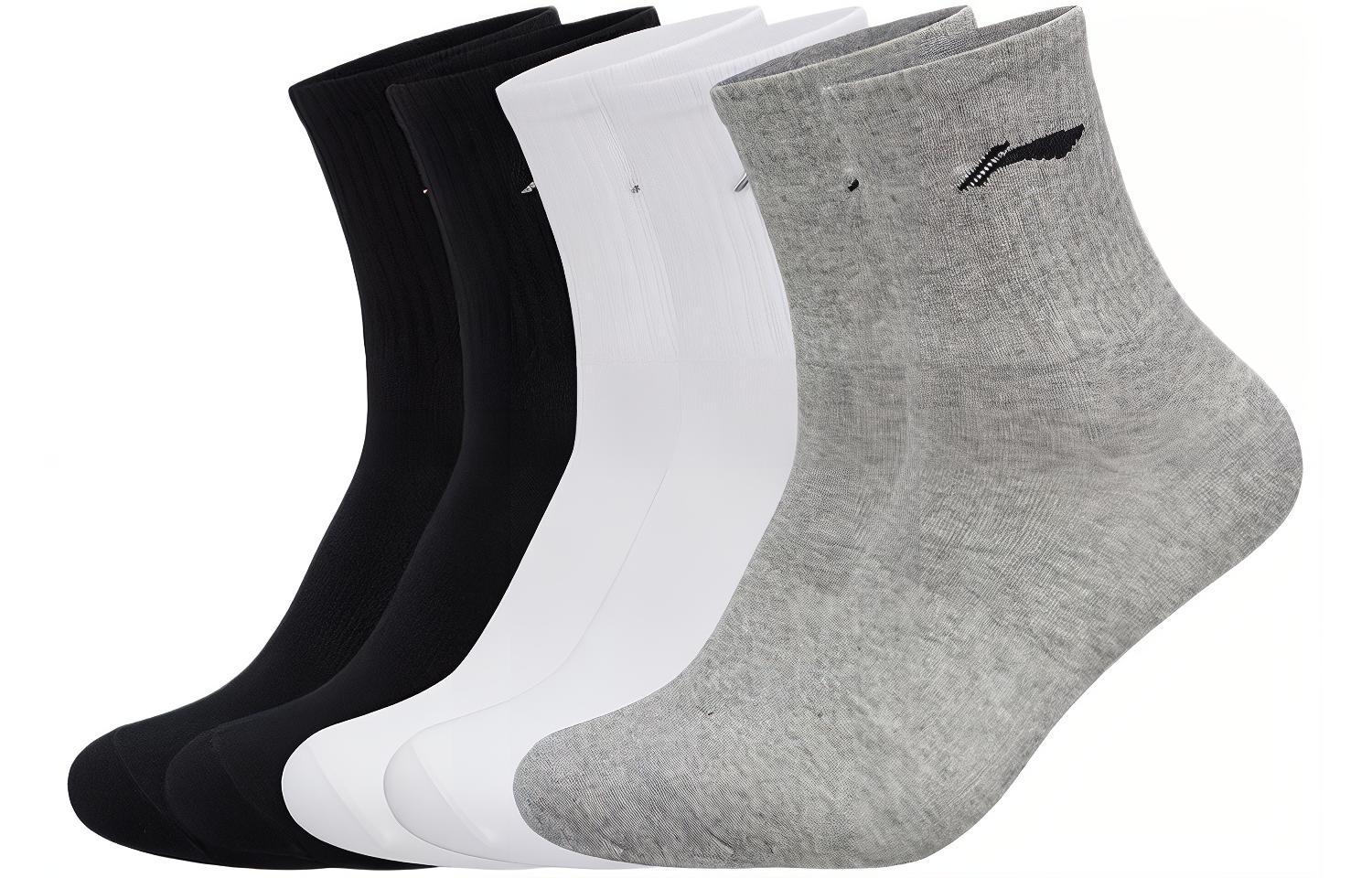Li Ning Fitness Series Crew Socks Unisex 6 Pack