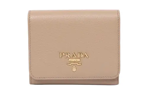 PRADA Cow Leather Wallet Women's Light Umber