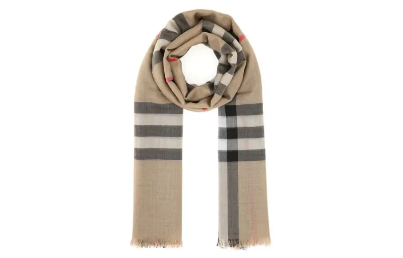 Burberry Checked Frayed Edge Scarf
