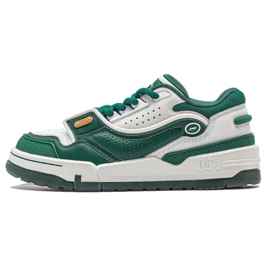 LINING 001 BTC Skateboard Shoes Women's Low-Top Champagne White/Eternal Green
