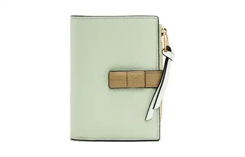 LOEWE Grain Calfskin Card Holder, Wallet Women's Spring Jade & Earth Green