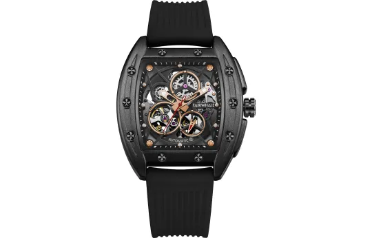 FAIRWHALE Pioneer Collection Black Men's Watch Automatic Mechanical Movement Silicone Strap Watch Unisex