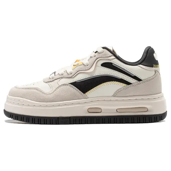 LINING Future C1 Skateboard Shoes Women's Low-Top Vanilla White/Oat Gray/Night Black
