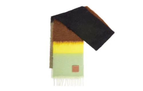 LOEWE Logo Patch Fringed Scarf