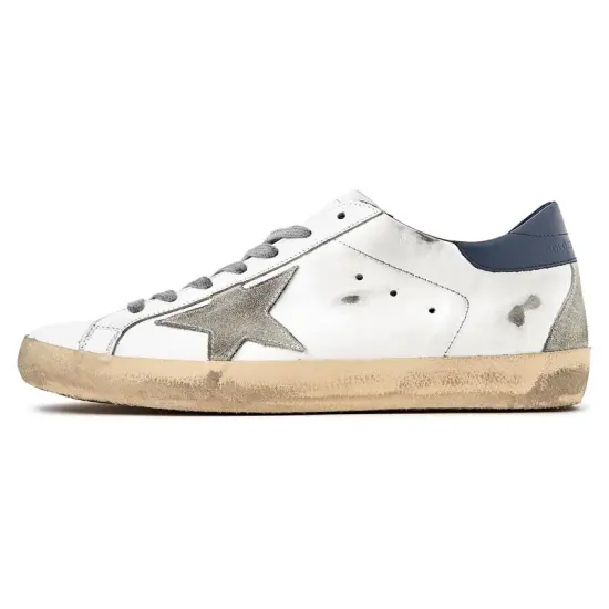 Golden Goose Super-Star White Royal Blue Grey Suede Patch