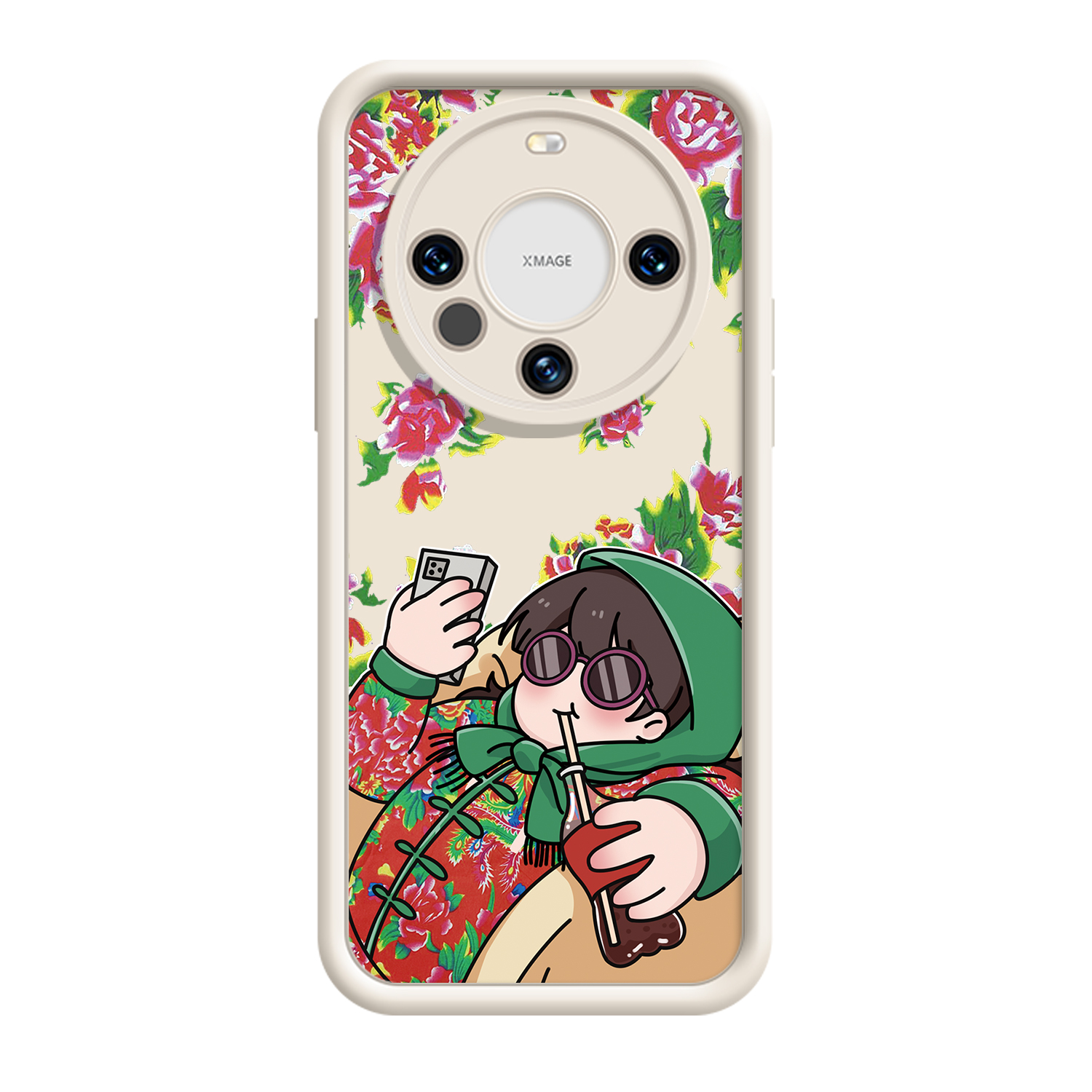 Miniso silicone material liquid soft case cute Northeast big flower men and women fun trendy brand cartoon creative mobile phone case Huawei/HUAWEI suitable for MATE50/60/P60/P50/P40/NOVA10/11PRO couples