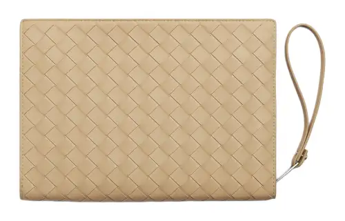 Bottega Veneta Intrecciato Calfskin Clutch Small Men's Beige