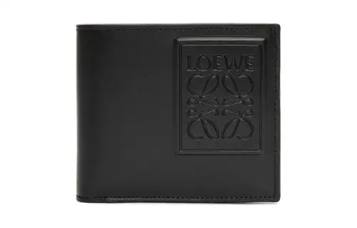 LOEWE Silk Calfskin Coin Purse Wallet Men's Black