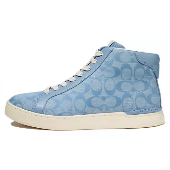 COACH Money Clip Skateboard Shoes Men High-Top Light Blue