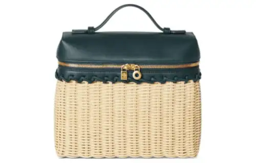 Loro Piana ExtraPocket Bamboo With Calfskin Handbag, Shoulder Bag Women's Beige & Green
