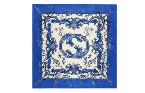 GUCCI Silk Scarves Women's Blue