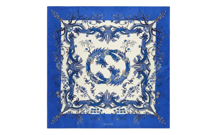 GUCCI Silk Scarves Women's Blue