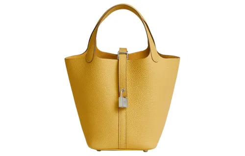 HERMES Picotin Lock Clemence Bullock Leather Basket Bag, Bucket Bag, Handbag 18 Women's B4 Sun Sunshine Gold