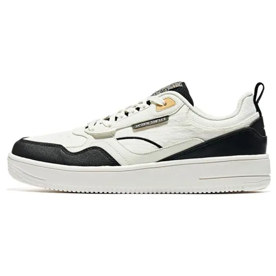 Erke Imprint Anti-Slip Wear-Resistant Low-Top Skateboard Shoes Men's White Black