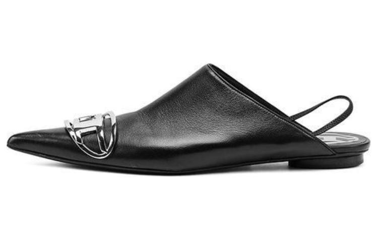 DIESEL Diesay Oval D Кожа с острым носом Универсальный для отдыха туфли женский черный