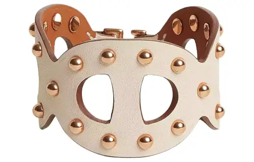 HERMES Rose Gold Tone Plated, Calfskin Wristbands Women's Beige