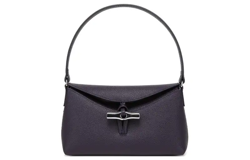 LONGCHAMP Le Roseau Grain Cow Leather Handbag, Shoulder Bag Small Women's Purple