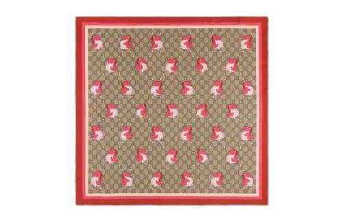 GUCCI Mulberry Silk Scarves Women's Brown