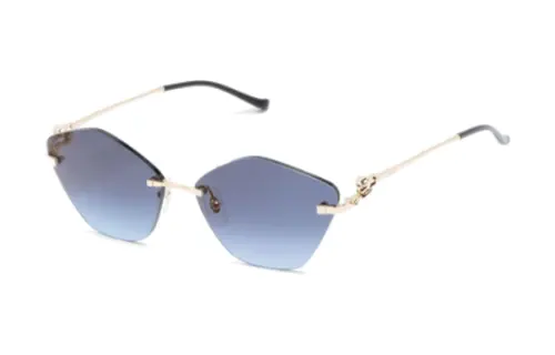 CARTIER Cartier Iconic Jaguar Plaque Metal Irregular Sunglasses Women's Gold