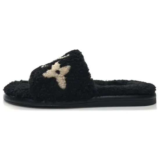 LOUIS VUITTON Slide Slippers Women's Black White