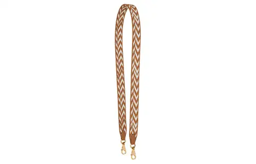 HERMES Sangle Zigzag Canvas With Swift Calfskin Bag Straps Women's Gold & White