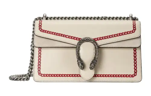 GUCCI Dionysus Leather Portable Crossbody Bag, Shoulder Bag Women's Ivory White