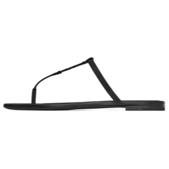 SAINT LAURENT Cassandra Logo Plaque Slides Women's