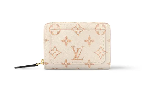 LOUIS VUITTON Canvas Wallet Women's Beige