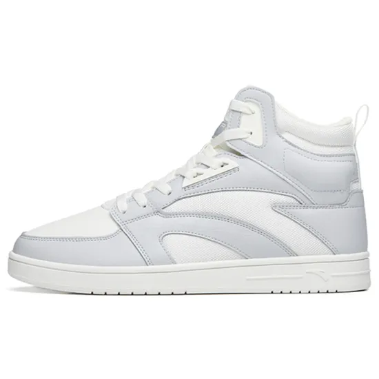 Anta Street Naughty Slip-Resistant Cushioning Wear-Resistant High-Top Skateboard Shoes Men's White Gray