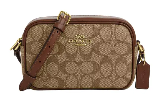 COACH Jamie Coated Canvas Shoulder Bag, Crossbody Bag Small Women's Khaki