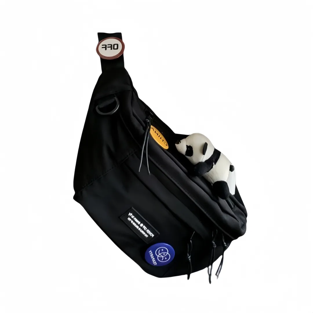 LEXI Polyester Sling Bag, Crossbody Bag Unisex Black/White