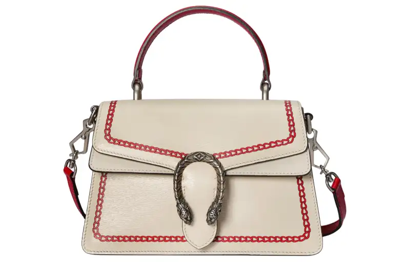 GUCCI Dionysus Leather Shoulder Bag, Crossbody Bag, Handbag Small Women's Ivory White