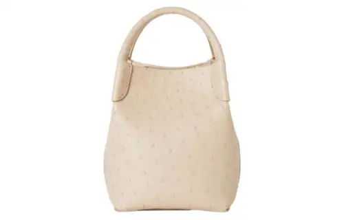 Loro Piana Ostrich Leather Handbag, Shoulder Bag Mini Women's Beige