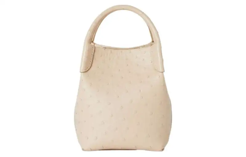 Loro Piana Ostrich Leather Handbag, Shoulder Bag Mini Women's Beige