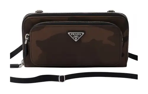 PRADA Leather Crossbody Bag, Shoulder Bag Women's Dark Brown